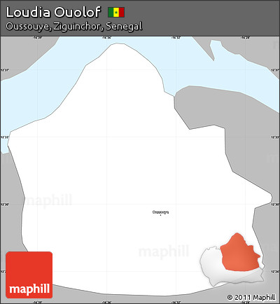 Gray Simple Map of Loudia Ouolof, single color outside