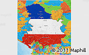 Flag 3D Map of Serbia and Montenegro, political outside