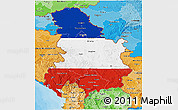 Flag 3D Map of Serbia and Montenegro, political shades outside