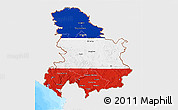Flag 3D Map of Serbia and Montenegro, single color outside, bathymetry sea