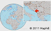 Gray Location Map of Crna Gora