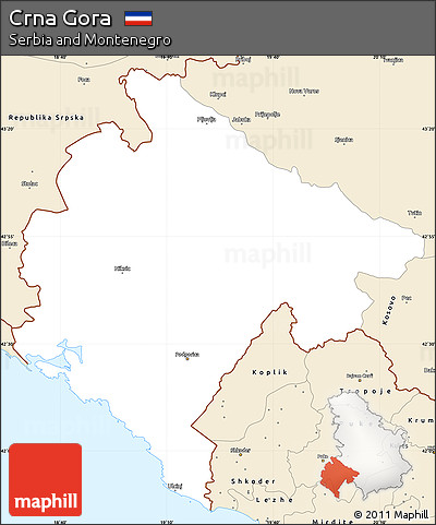 Classic Style Simple Map of Crna Gora