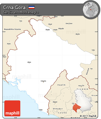 Classic Style Simple Map of Crna Gora