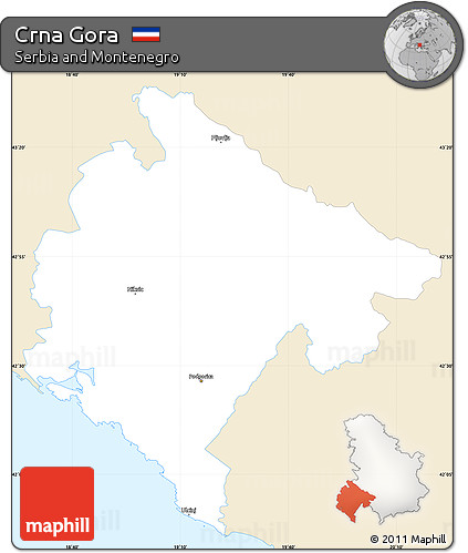 Classic Style Simple Map of Crna Gora, single color outside
