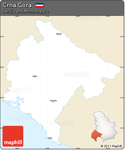 Classic Style Simple Map of Crna Gora, single color outside
