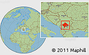 Savanna Style Location Map of Kosovo, within the entire country