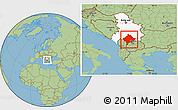 Savanna Style Location Map of Kosovo, highlighted country