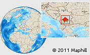 Shaded Relief Location Map of Kosovo