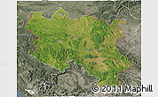 Satellite 3D Map of Srbija, semi-desaturated