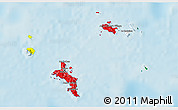 Flag 3D Map of Seychelles, single color outside, shaded relief sea, flag aligned to the middle