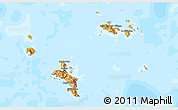 Political 3D Map of Seychelles, semi-desaturated, land only