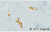 Political 3D Map of Seychelles, semi-desaturated