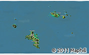 Satellite 3D Map of Seychelles, darken, semi-desaturated, land only