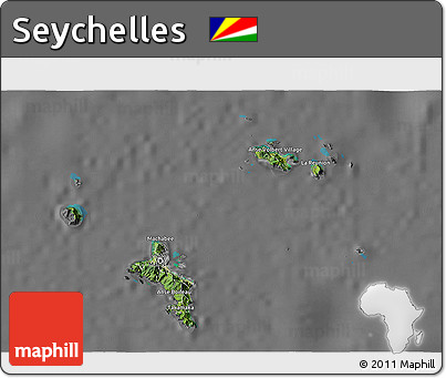 Satellite 3D Map of Seychelles, desaturated
