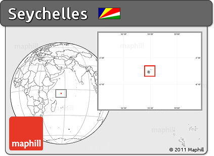 Gray Location Map of Seychelles, blank outside, hill shading inside