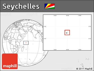 Gray Location Map of Seychelles, blank outside, hill shading inside