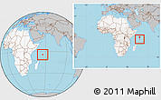 Gray Location Map of Seychelles, highlighted continent, within the entire continent