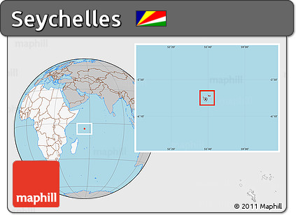 Gray Location Map of Seychelles, highlighted continent