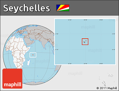 Gray Location Map of Seychelles, highlighted continent
