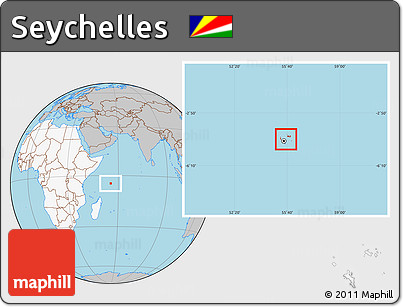 Gray Location Map of Seychelles, highlighted continent