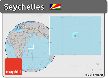 Gray Location Map of Seychelles, hill shading inside