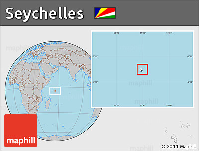 Gray Location Map of Seychelles, hill shading inside