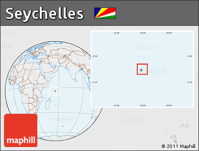Gray Location Map of Seychelles, lighten