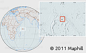 Gray Location Map of Seychelles, lighten, hill shading