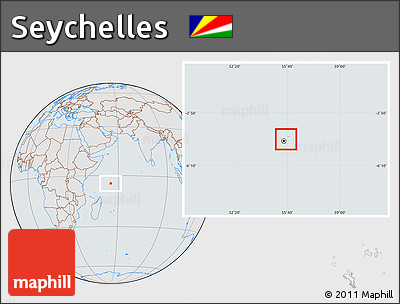 Gray Location Map of Seychelles, lighten, semi-desaturated