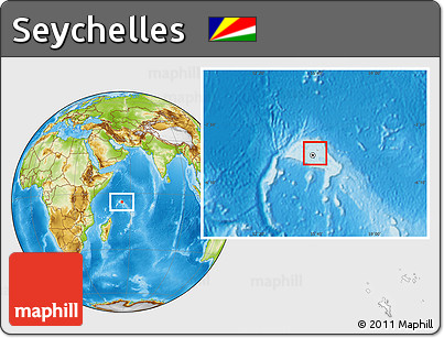 Gray Location Map of Seychelles, physical outside, hill shading