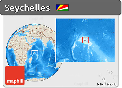 Gray Location Map of Seychelles, shaded relief outside, hill shading