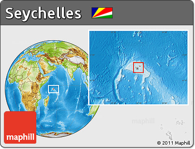 Physical Location Map of Seychelles