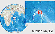 Physical Location Map of Seychelles, lighten, semi-desaturated, land only