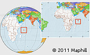 Political Location Map of Seychelles, highlighted continent, within the entire continent