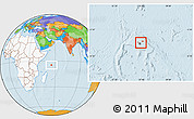 Political Location Map of Seychelles, highlighted continent