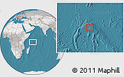 Satellite Location Map of Seychelles, lighten, desaturated, land only