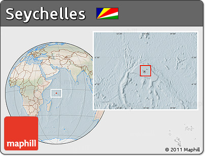 Satellite Location Map of Seychelles, lighten