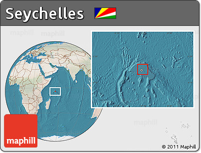 Satellite Location Map of Seychelles, lighten, land only