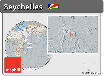 Satellite Location Map of Seychelles, lighten, semi-desaturated