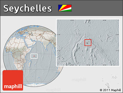 Satellite Location Map of Seychelles, lighten, semi-desaturated
