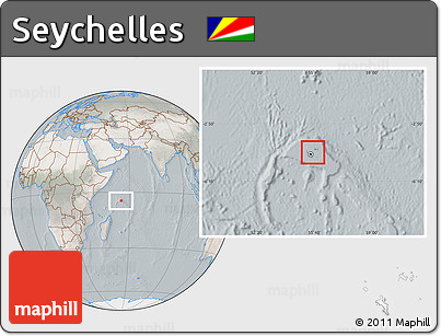 Satellite Location Map of Seychelles, lighten, semi-desaturated