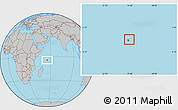 Savanna Style Location Map of Seychelles, gray outside, hill shading inside