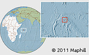 Savanna Style Location Map of Seychelles, highlighted continent, hill shading