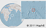 Savanna Style Location Map of Seychelles, lighten, desaturated, land only, hill shading