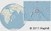 Savanna Style Location Map of Seychelles, lighten, land only, hill shading