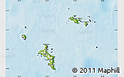 Physical Map of Seychelles, desaturated, land only