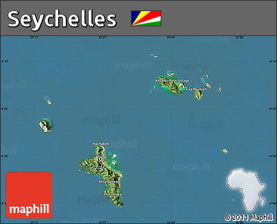 Satellite Map of Seychelles, lighten, land only