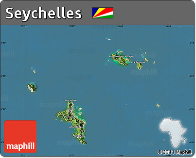 Satellite Map of Seychelles, lighten, land only