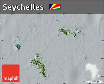 Satellite Map of Seychelles, lighten, semi-desaturated