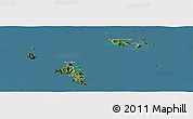 Satellite Panoramic Map of Seychelles, darken, semi-desaturated, land only